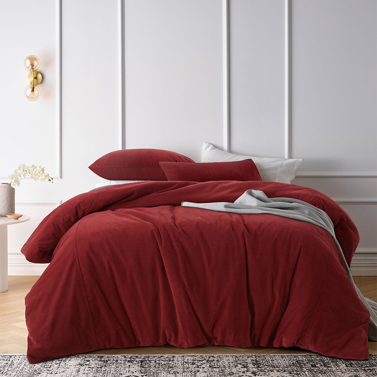 Vintage Design Homewares | Cotton Velvet Rouge | Quilt Cover Set | Queen