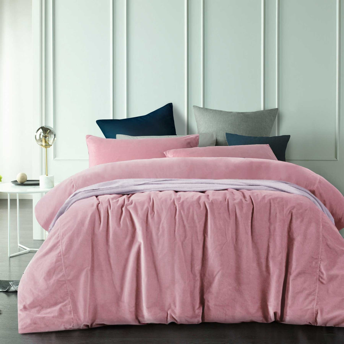 Vintage Design Homewares | Cotton Velvet | Quilt Cover Set | Smokey Rose | Super King