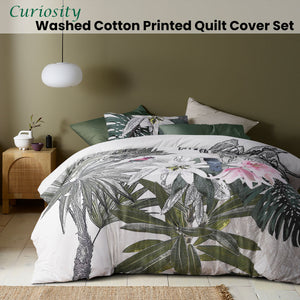 Accessorize | Curiosity Washed Cotton Printed | Quilt Cover Set | Queen