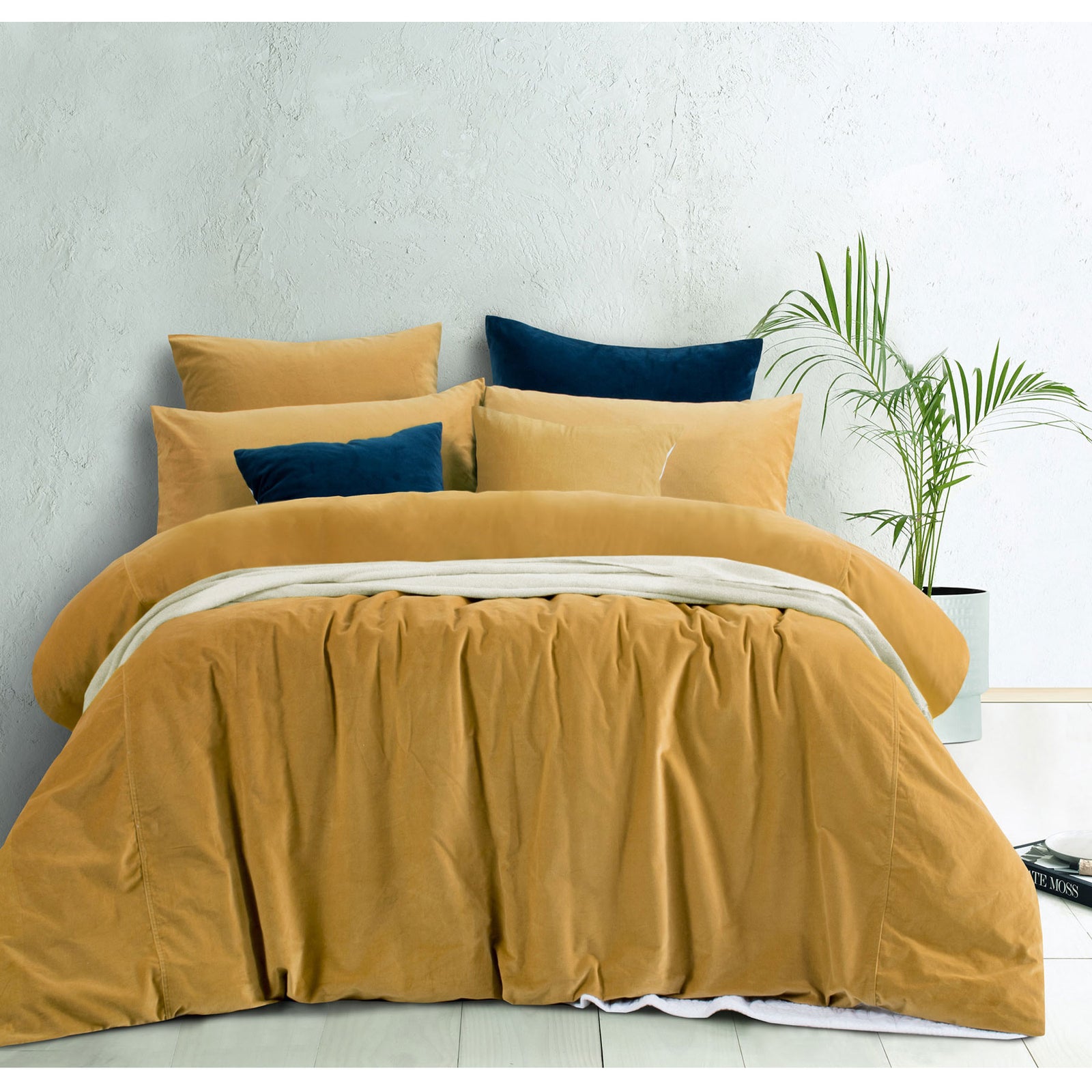 Vintage Design Homewares | Cotton Velvet Gold Harmony | Quilt Cover Set | Queen
