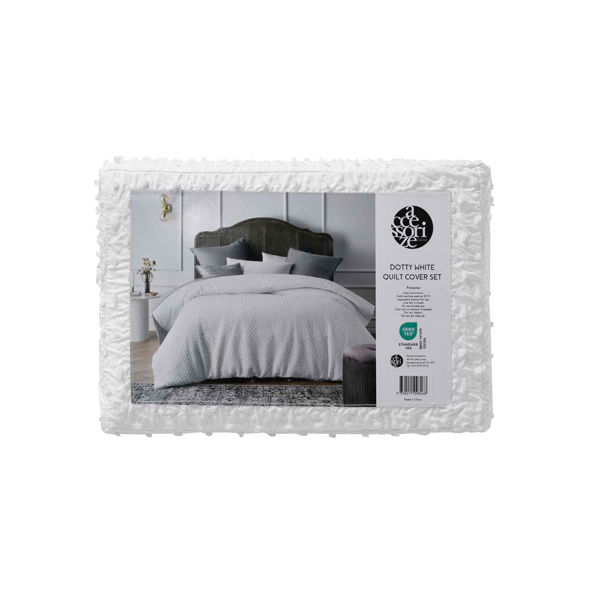 Accessorize Dotty Clip White Jacquard Quilt Cover Set | King