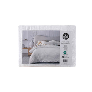 Accessorize Elma White Jacquard Quilt Cover Set | Queen
