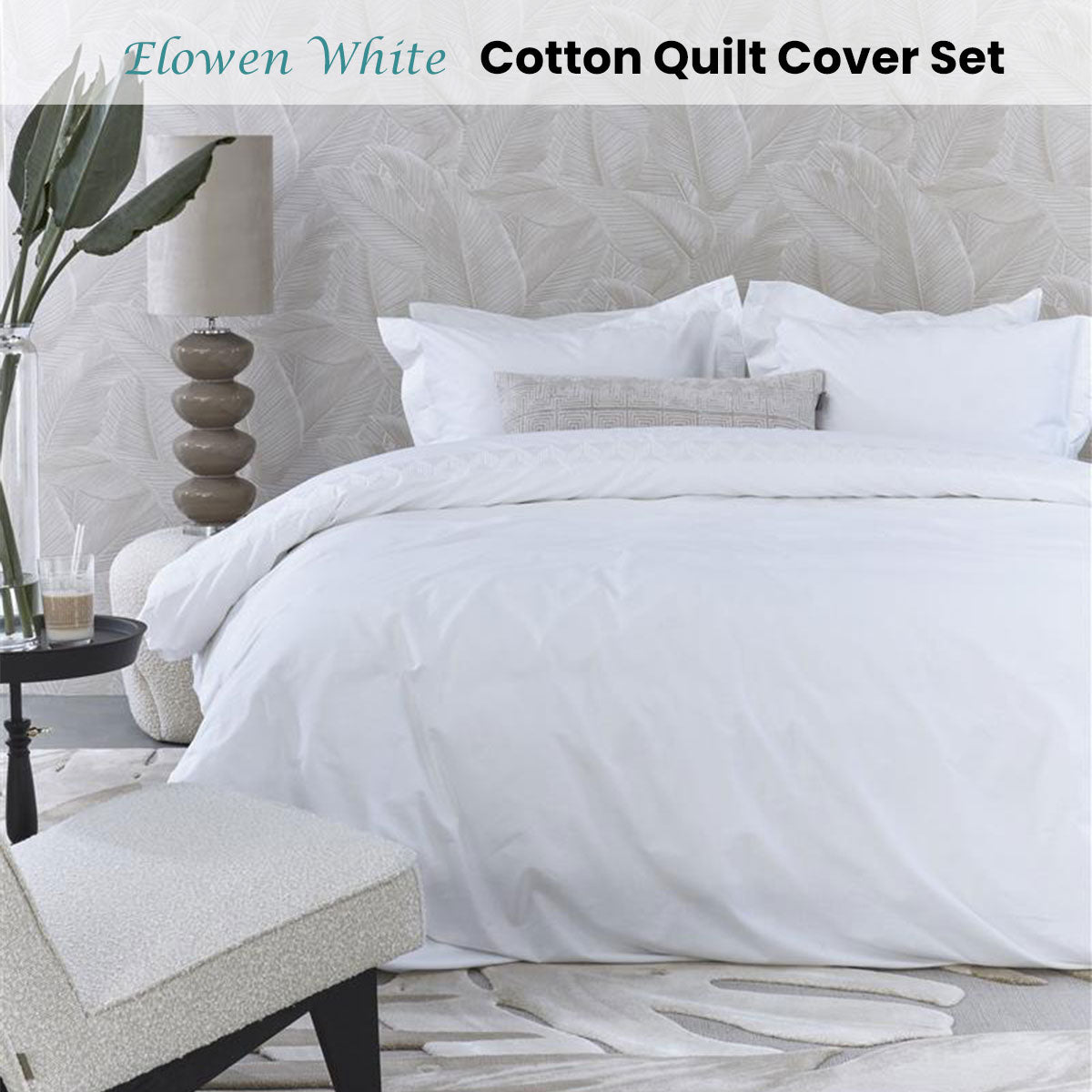 Riviera Maison | Elowen White Cotton | Quilt Cover Set | King
