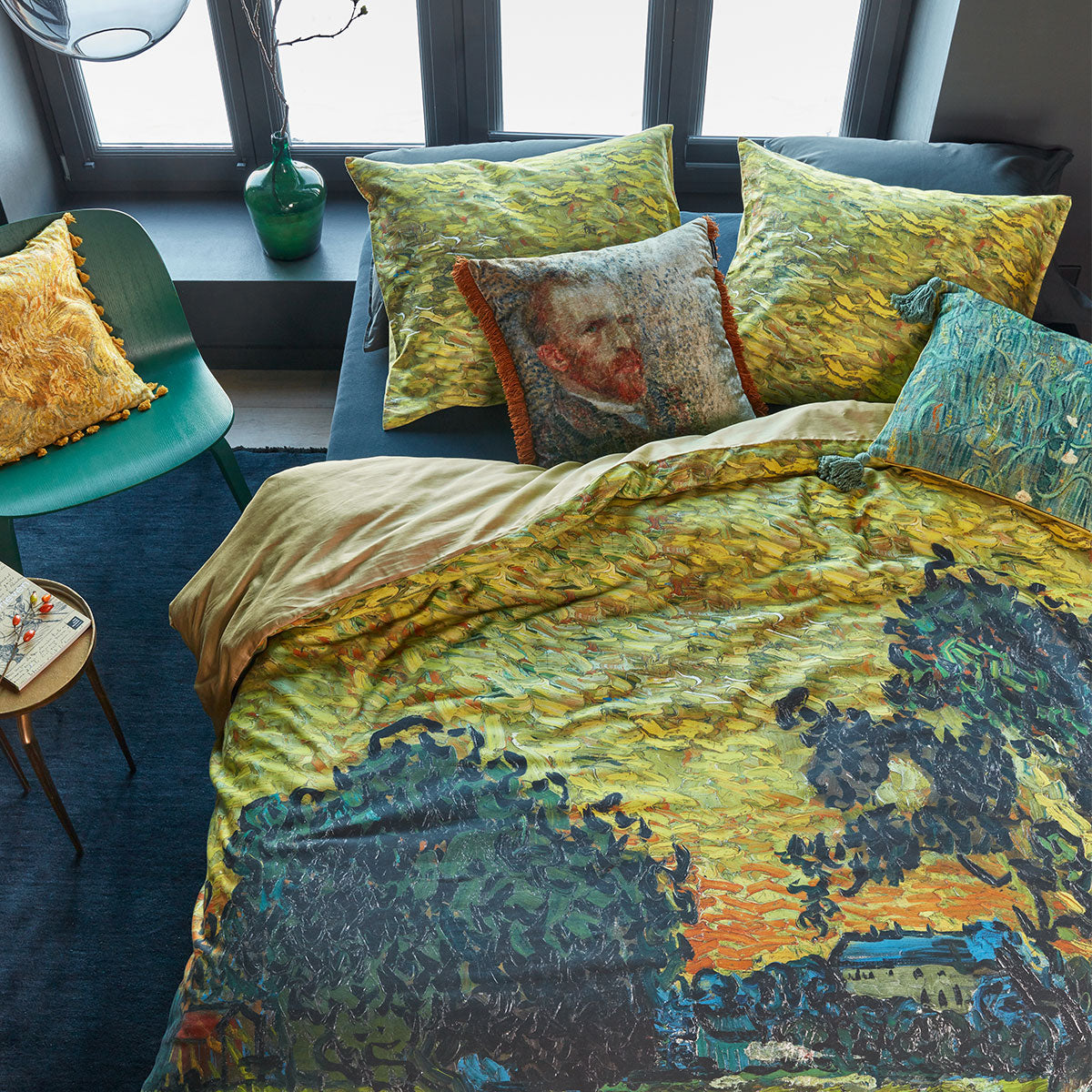 Van Gogh Evening Twilight Ochre Cotton Sateen Quilt Cover Set | Queen
