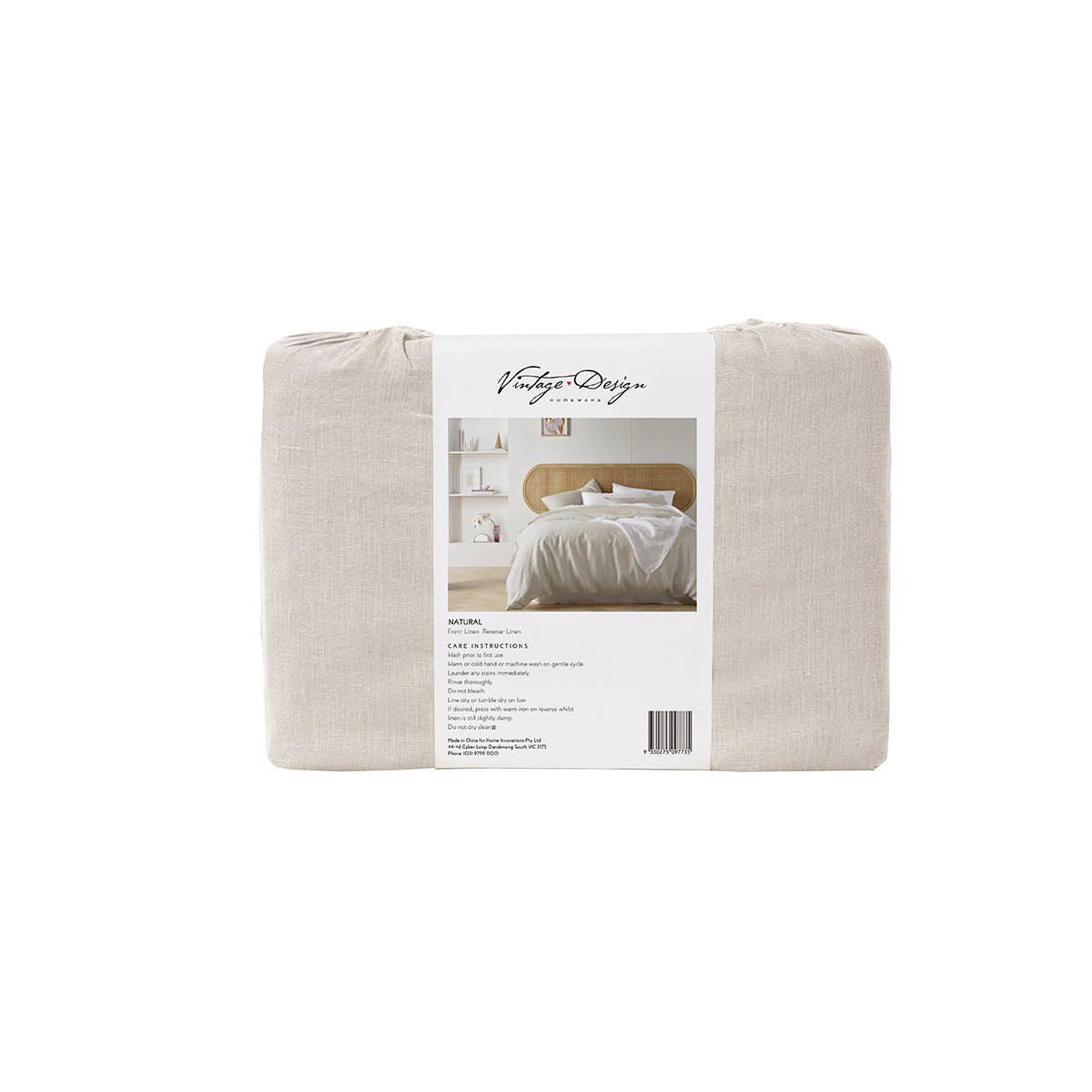 Vintage Design Homewares Natural French Linen Quilt Cover Set | Super King