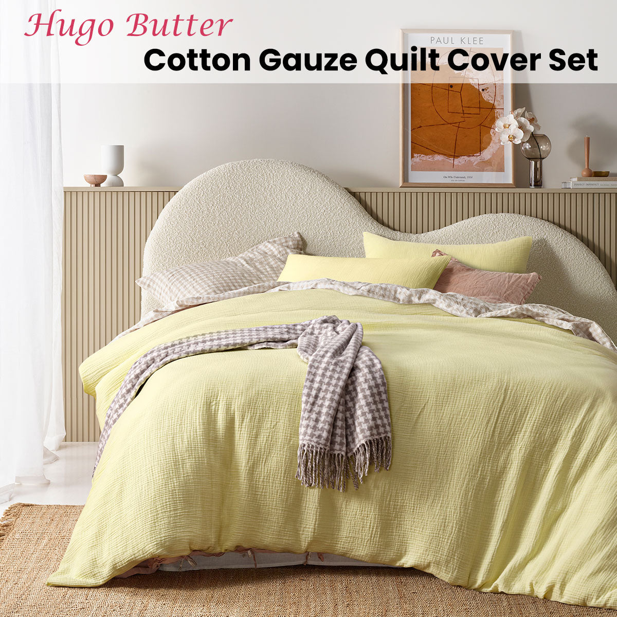 Vintage Design Homewares | Hugo Butter Cotton Gauze Quilt Cover Set | King