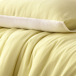 Vintage Design Homewares | Hugo Reversible White & Butter Cotton Gauze Quilt Cover Set | Super King