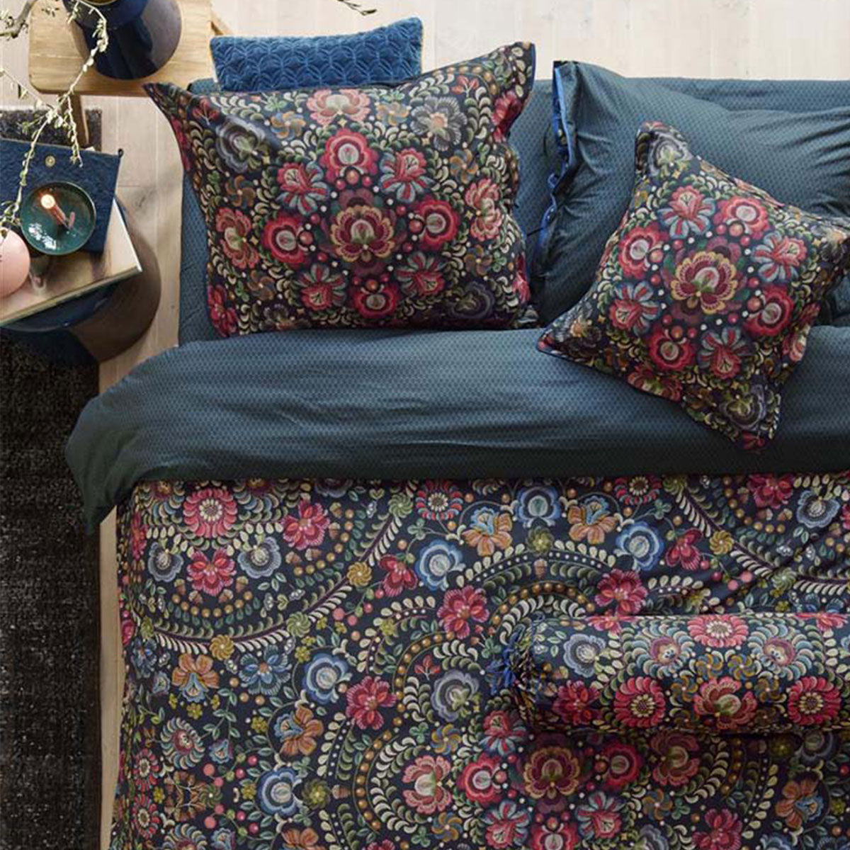 PIP Studio Il Ricamo Dark Blue Cotton Quilt Cover Set | Queen