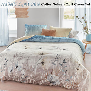 Bedding House | Isabelle Light Blue Cotton Sateen | Quilt Cover Set | King