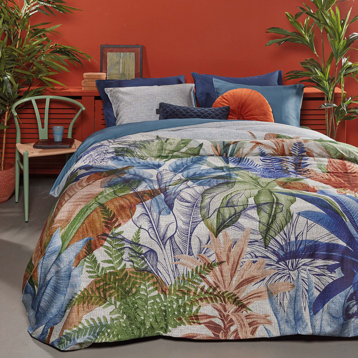 Bedding House | Isla Blue Cotton Sateen | Quilt Cover Set | Queen