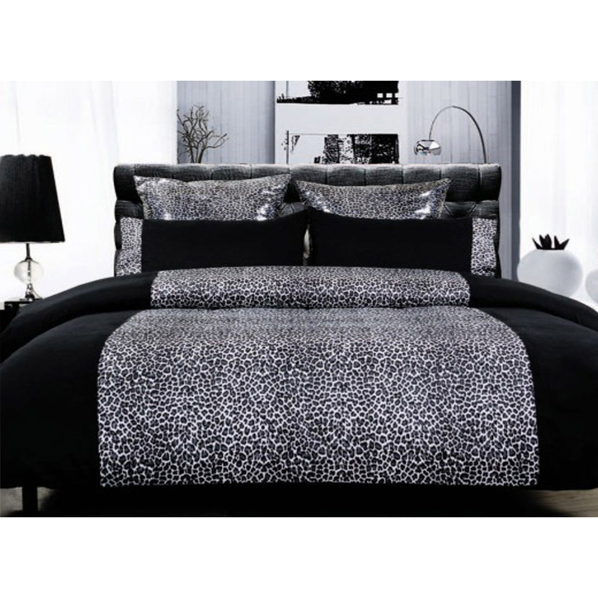 Leopard | Quilt Cover Set | Black | Super King
