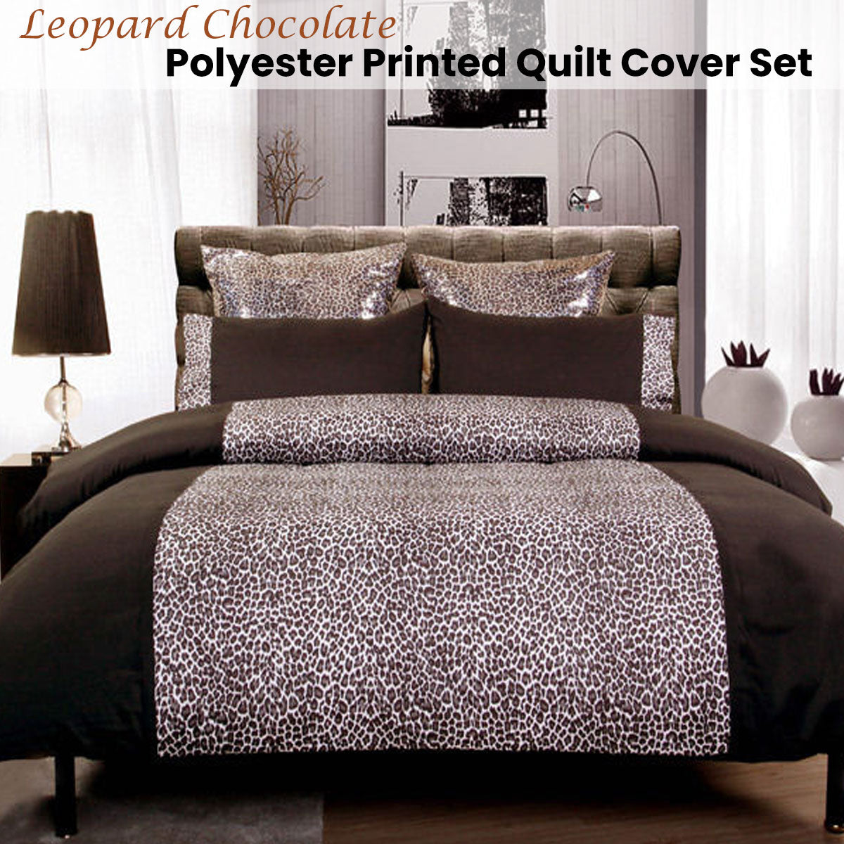Big Sleep Leopard Chocolate Quilt Cover Set | Single