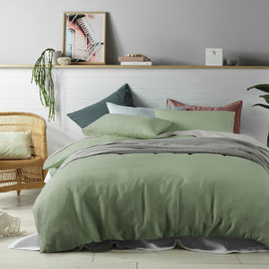 Accessorize 100% Linen Sage Quilt Cover Set | Double