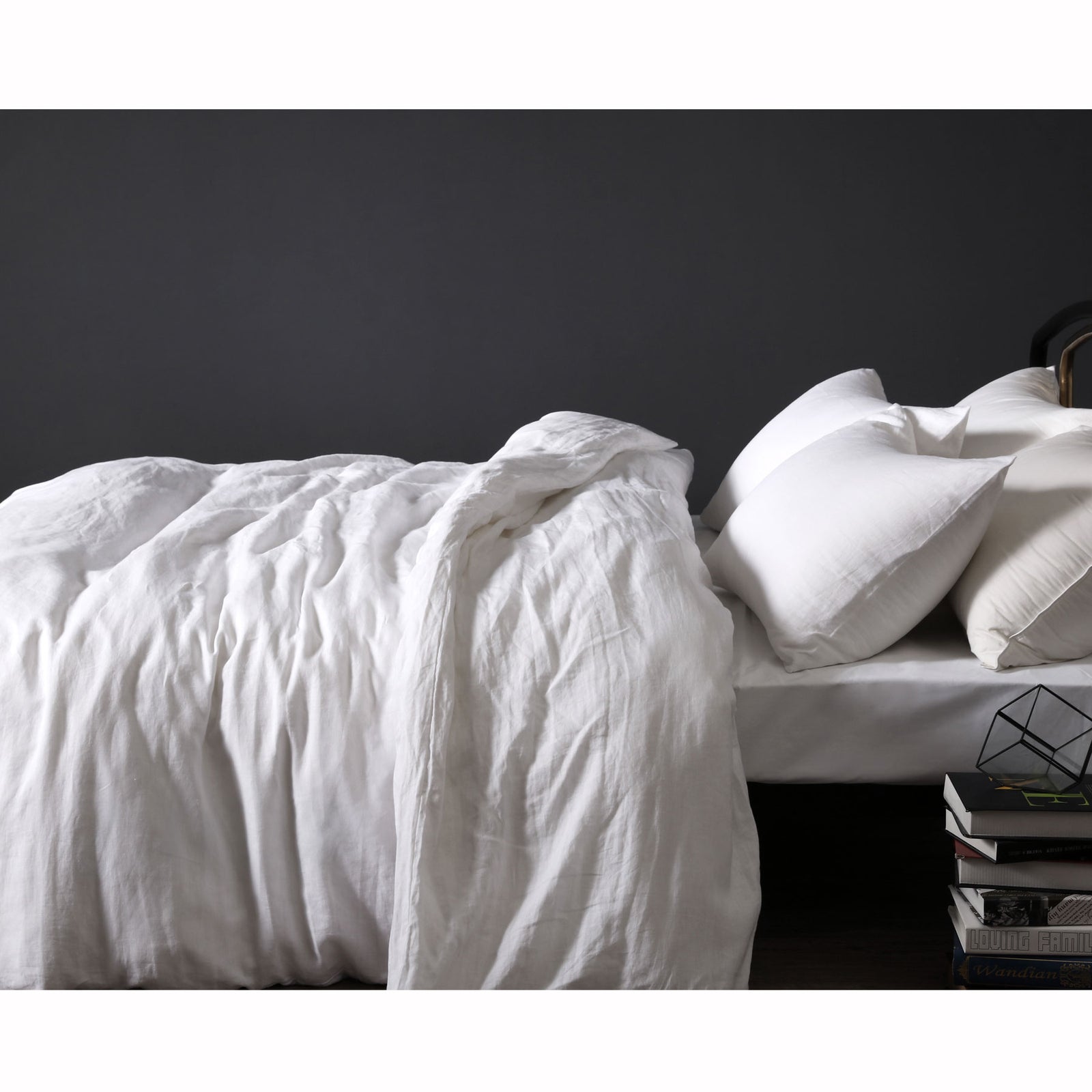 Vintage Design Homewares | 100% Linen White | Quilt Cover Set | Queen