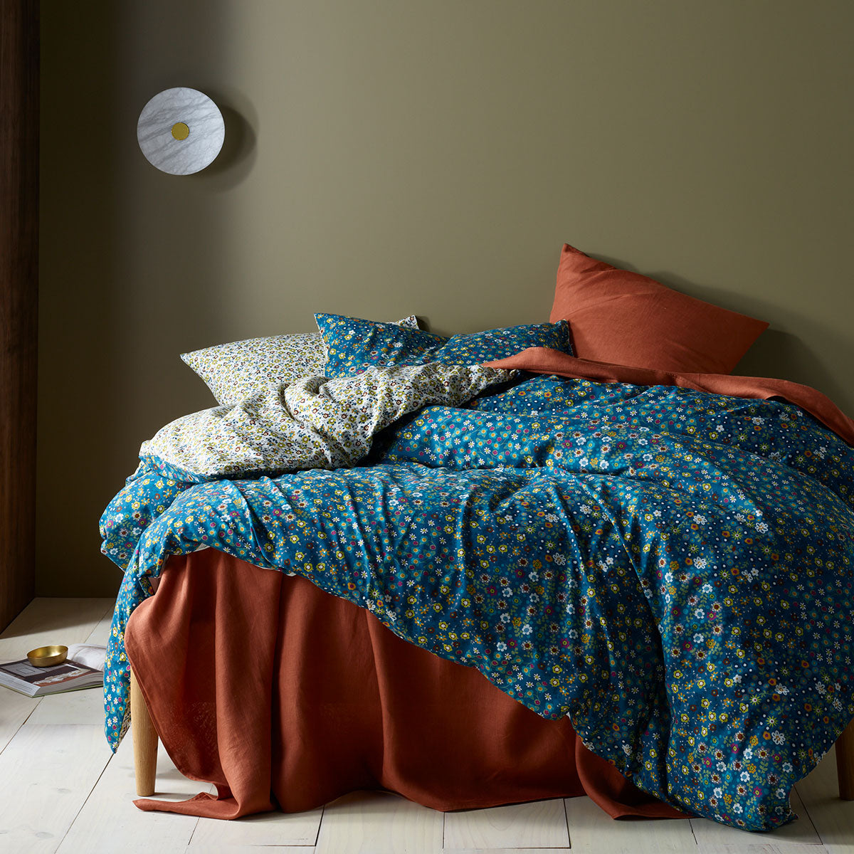 Accessorize | Lisa Teal Washed Cotton Printed | Quilt Cover Set | Queen
