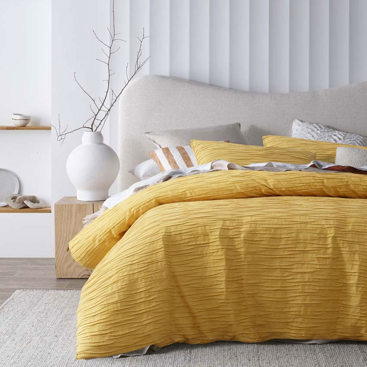 Vintage Design Homewares | Malvern Ochre Cotton | Quilt Cover Set | Queen