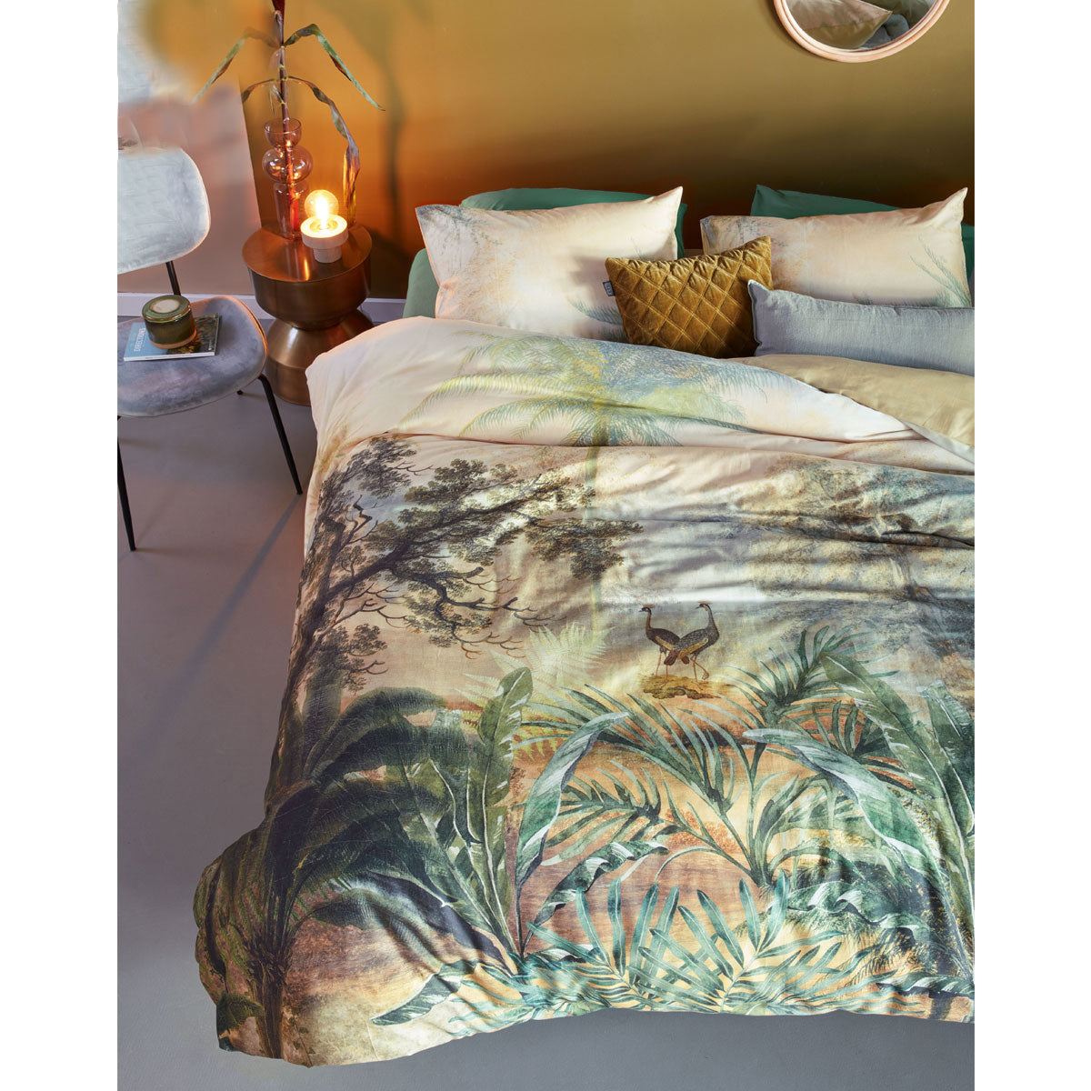 Bedding House | Panoramic Green Cotton Sateen | Quilt Cover Set | Super King