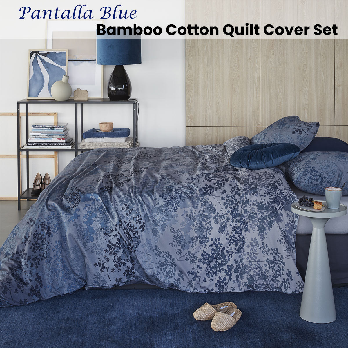 Bedding House | Pantalla Blue Bamboo Cotton | Quilt Cover Set | Queen