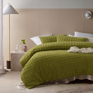 Vintage Design Homewares Parquet Cacti Green Cotton Quilt Cover Set | Single