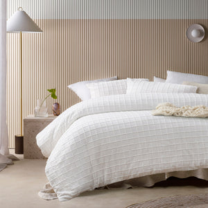 Vintage Design Homewares Parquet White Cotton Quilt Cover Set | King