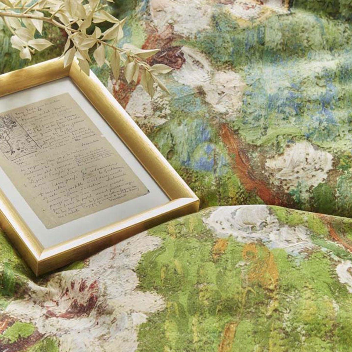 Bedding House Van Gogh Peach Trees Green Cotton Sateen Quilt Cover Set | Queen