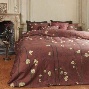 Bedding House Van Gogh Plum Blossoms Red Cotton Sateen Quilt Cover Set | King