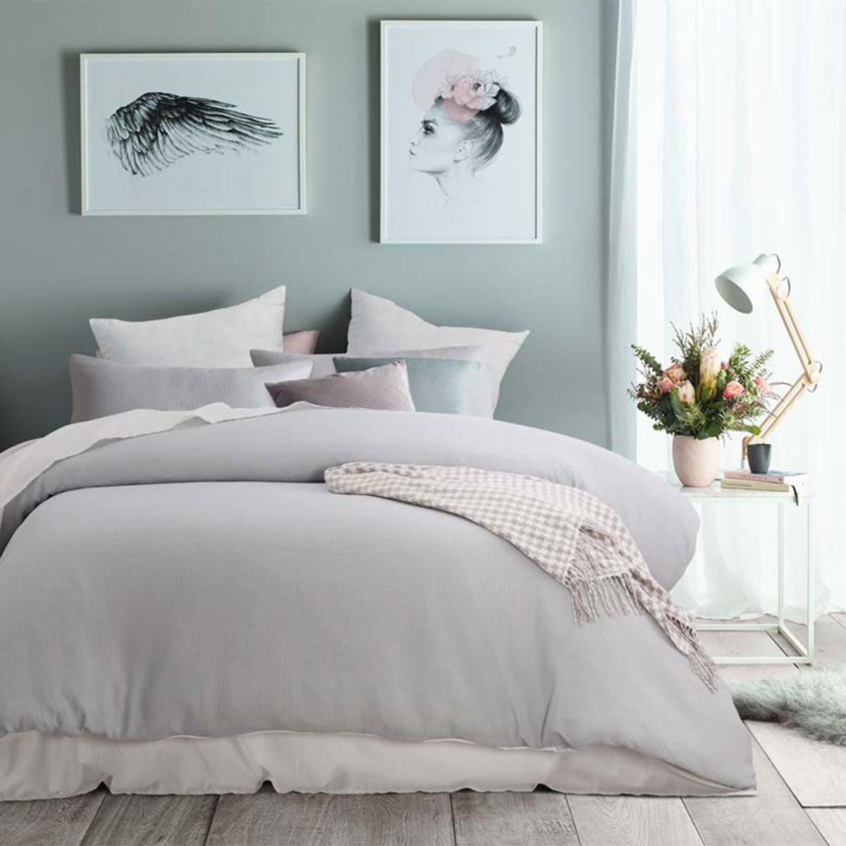 Accessorize Silver Waffle Polyester Quilt Cover Set | King