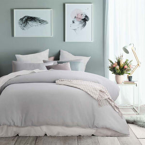 Accessorize Silver Waffle Polyester Quilt Cover Set | Queen