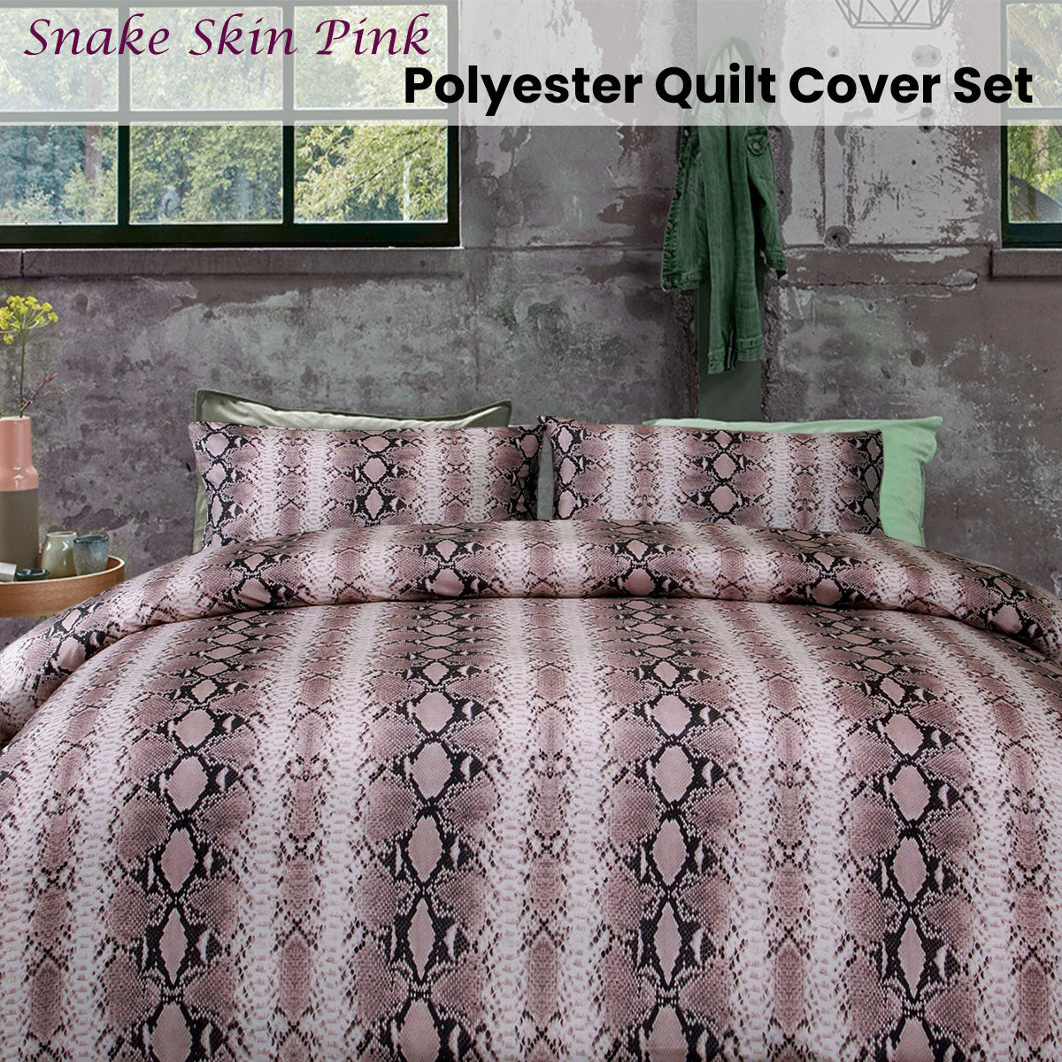 Big Sleep | Snake Skin Pink | Quilt Cover Set | Queen