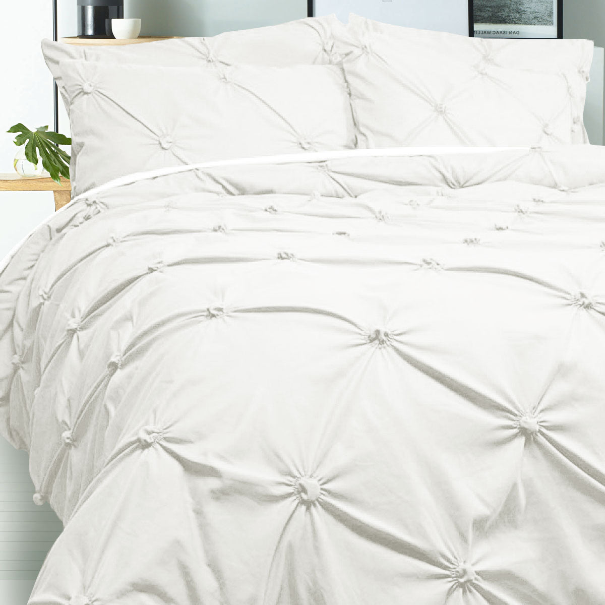 Bloomington | Puffy Quilt Cover Set | White | Double
