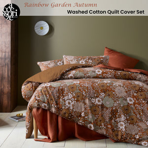 Accessorize Rainbow Garden Autumn Washed Cotton Quilt Cover Set | Queen