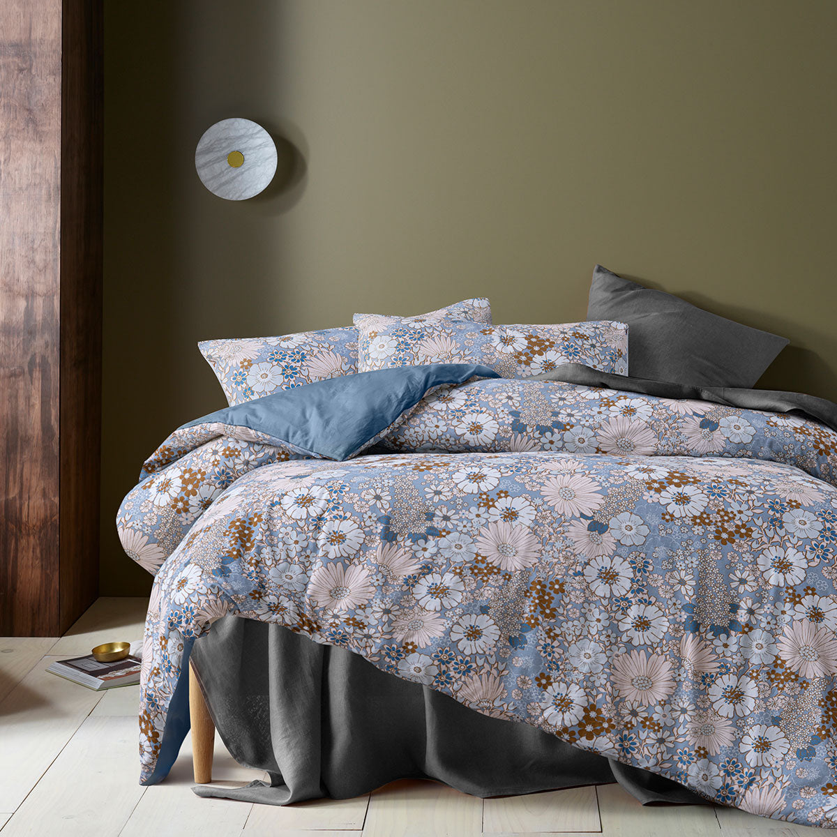 Accessorize Rainbow Garden Blue Washed Cotton Quilt Cover Set | Single