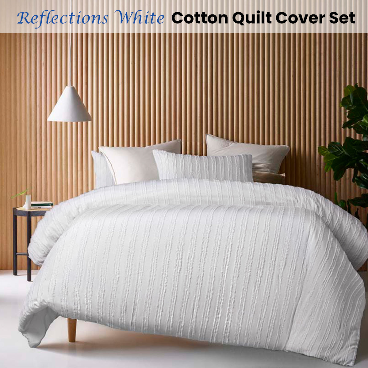Vintage Design Homewares Reflections White Cotton Quilt Cover Set | Queen