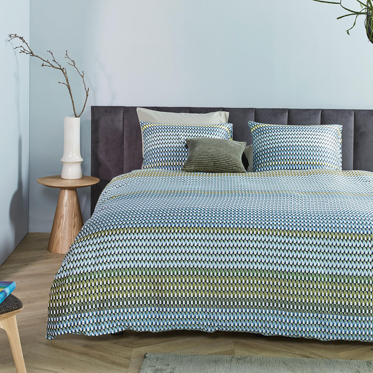 Bedding House | Rhythm Blue Green Cotton Sateen | Quilt Cover Set | King
