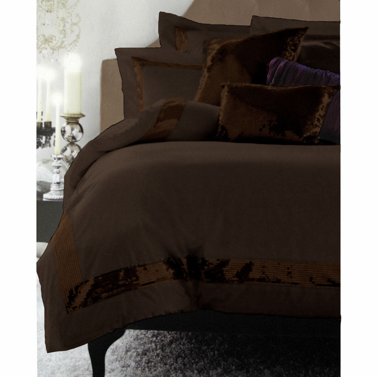 Accessorize | Sequins Chocolate | Quilt Cover Set | Single