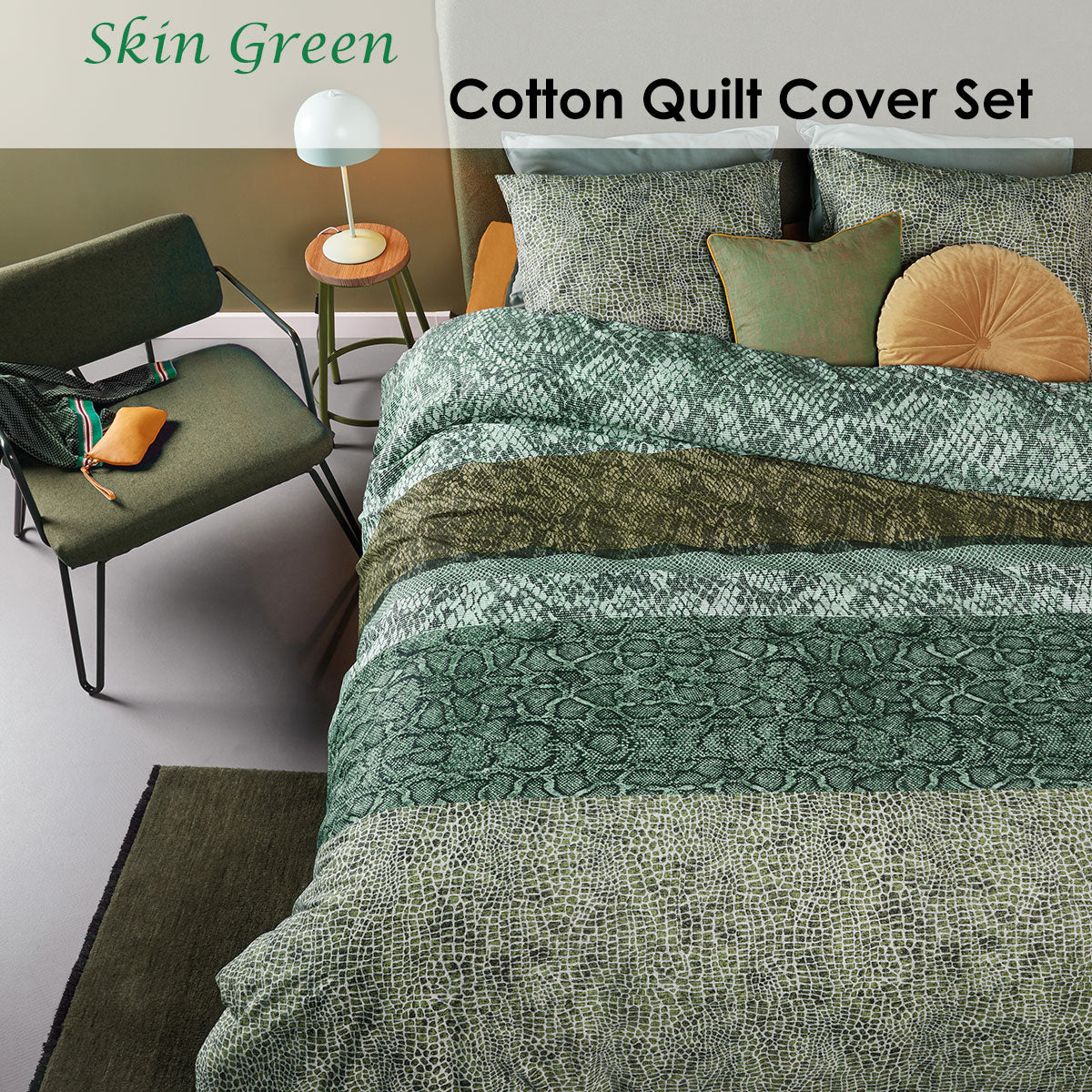 Bedding House | Skin Green Cotton | Quilt Cover Set | King