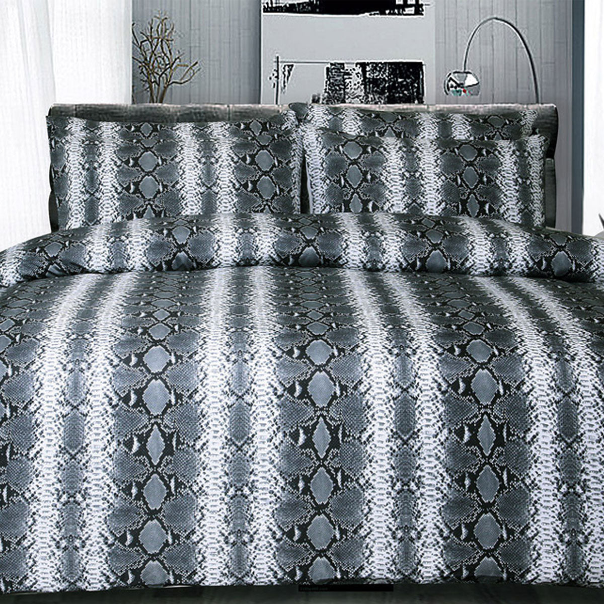 Big Sleep Snake Skin Black Quilt Cover Set | Double