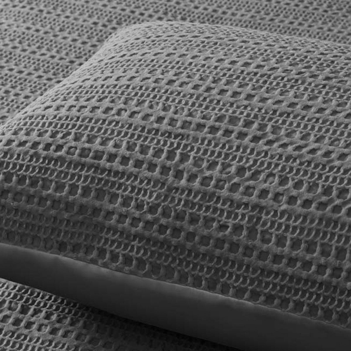 Accessorize Soho Waffle Dark Grey Quilt Cover Set | Queen