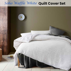 Accessorize Soho Waffle White Quilt Cover Set | Queen