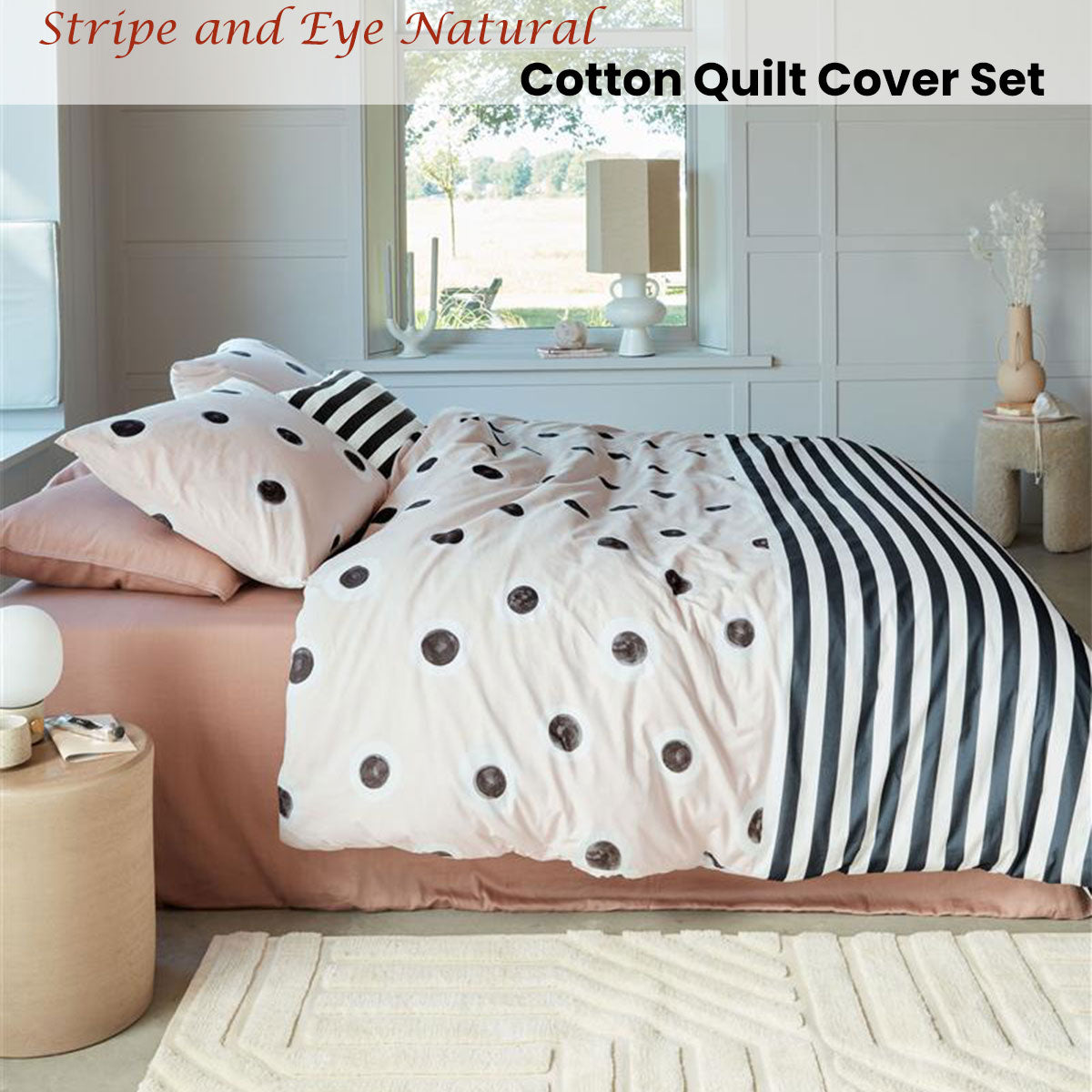 VTWonen | Stripe and Eye Natural Cotton | Quilt Cover Set | Queen