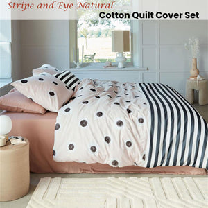 VTWonen | Stripe and Eye Natural Cotton | Quilt Cover Set | Queen