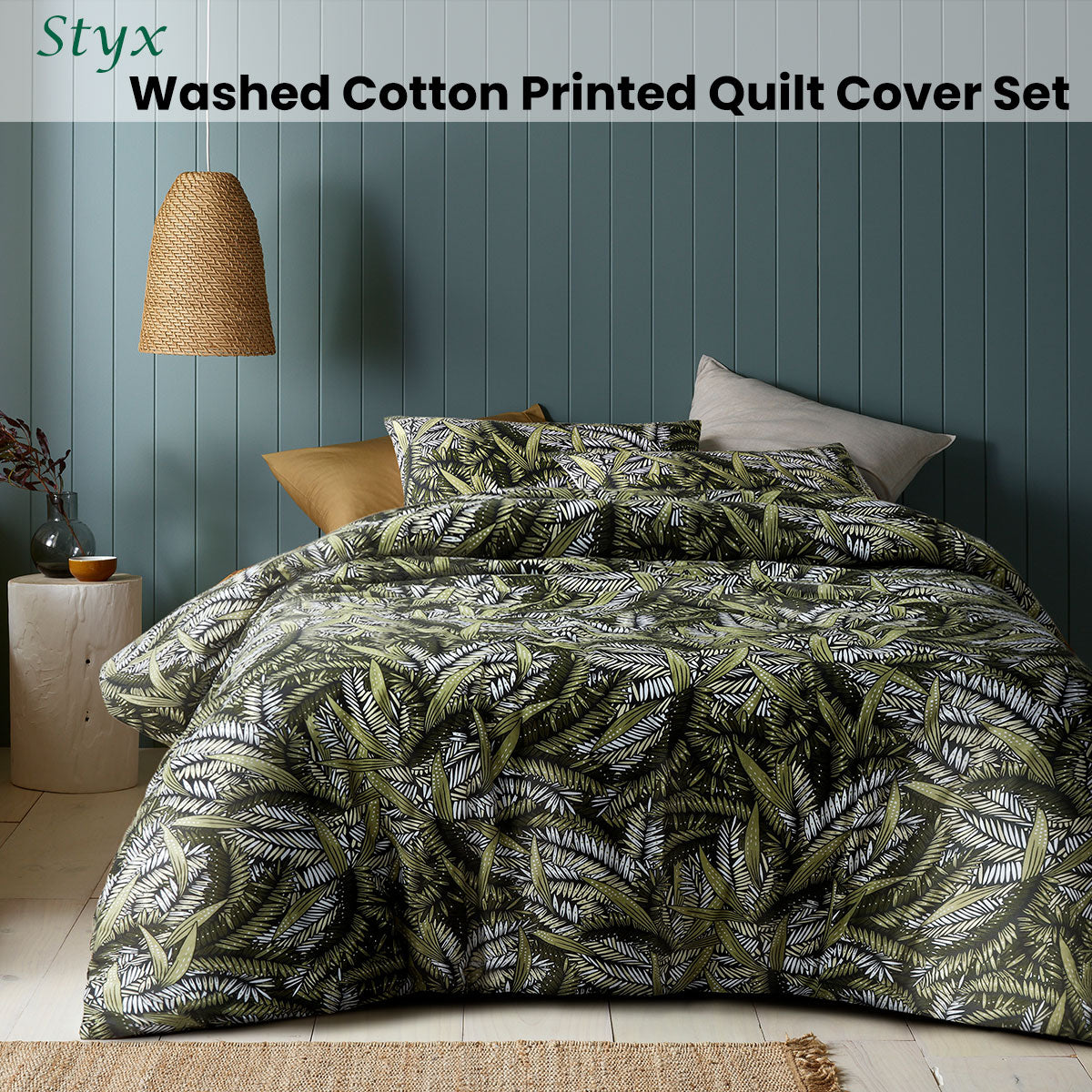 Accessorize | Styx Washed Cotton Printed | Quilt Cover Set | Queen