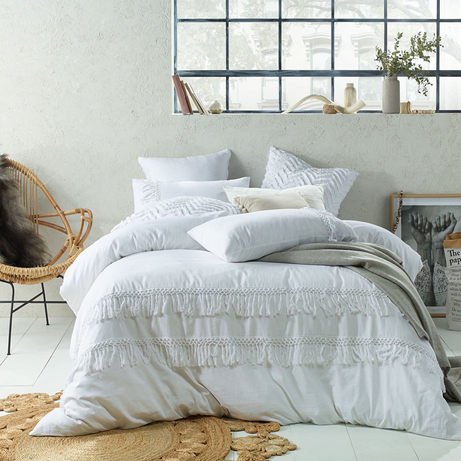 Accessorize | Tassel | Quilt Cover Set | White | King