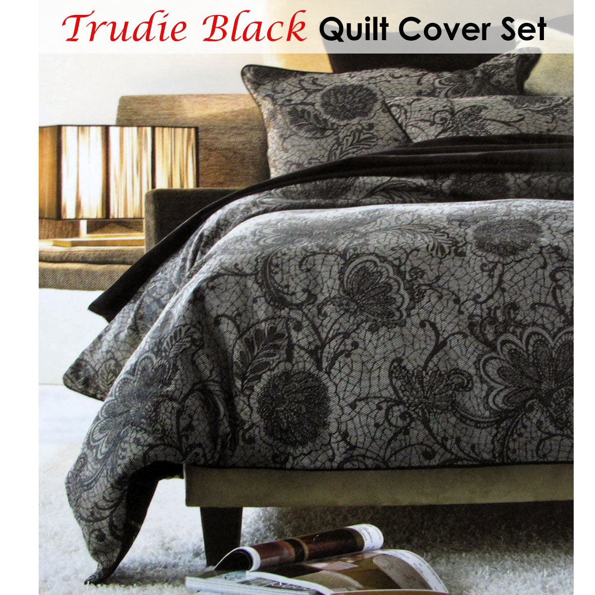 Accessorize | Trudie Black Jacquard | Quilt Cover Set | Single