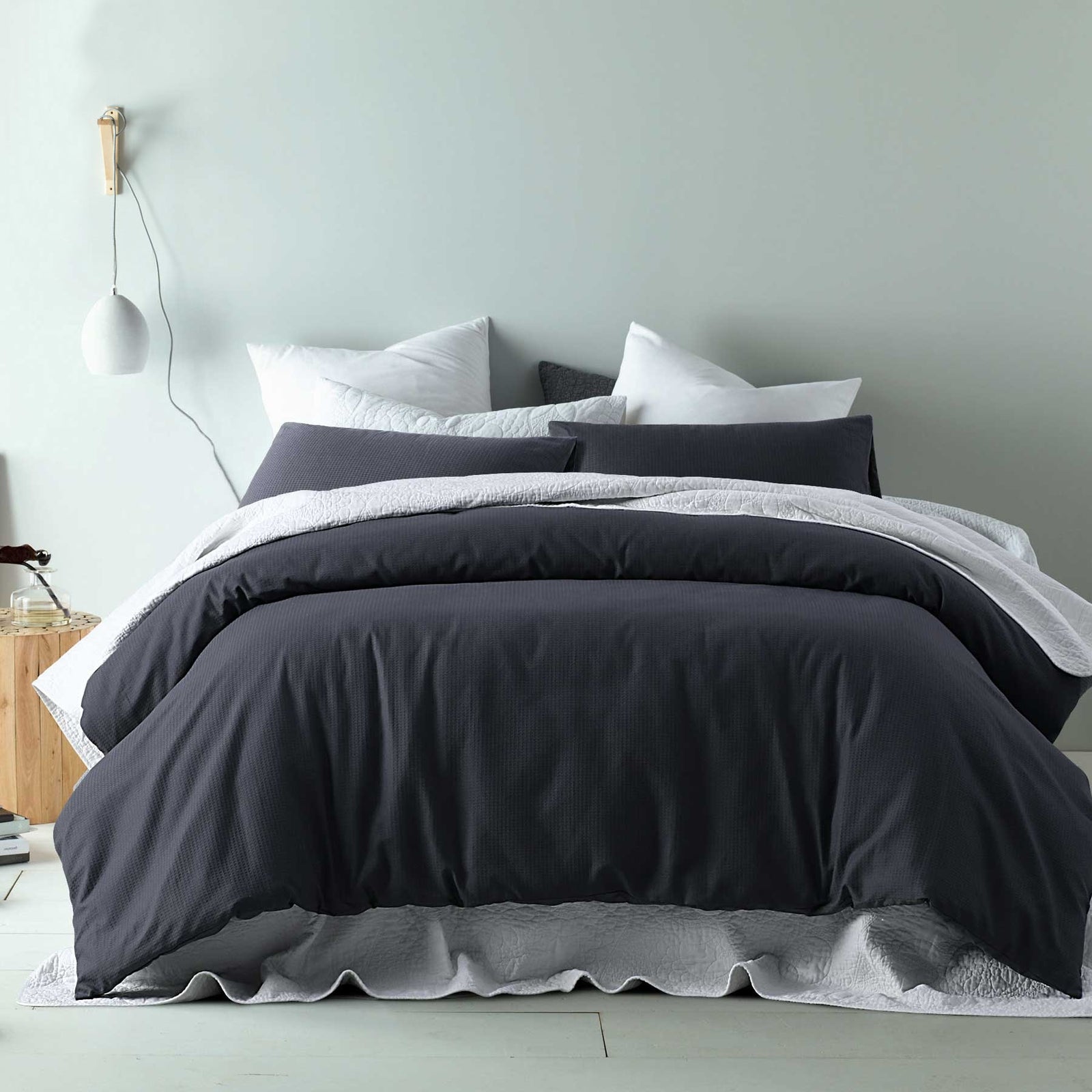 Accessorize | Waffle Slate Cotton Blend | Quilt Cover Set | Queen