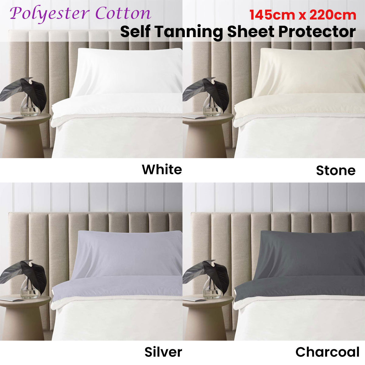 Accessorize Self Tanning Polyester Cotton Sheet Protector | 145cm x 220cm | Charcoal