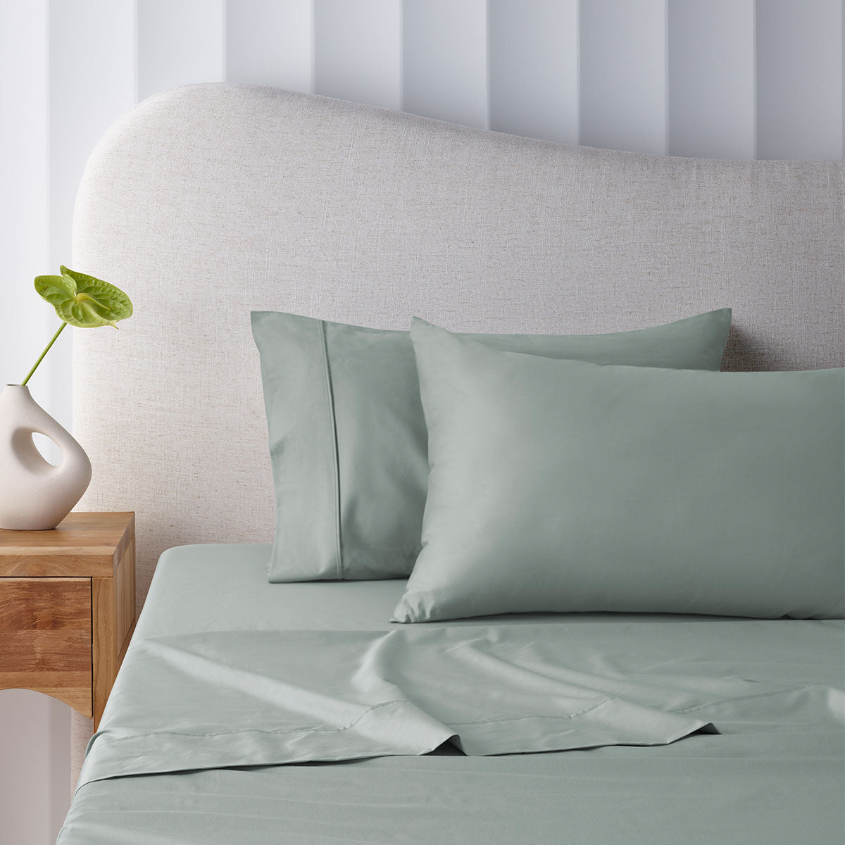 400TC Sage Bamboo Cotton Sheet Set | 40cm Wall | Double