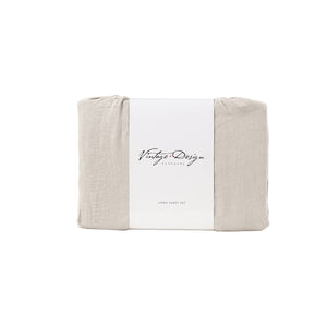 Vintage Design Homewares Natural French Linen Sheet Set | Super King