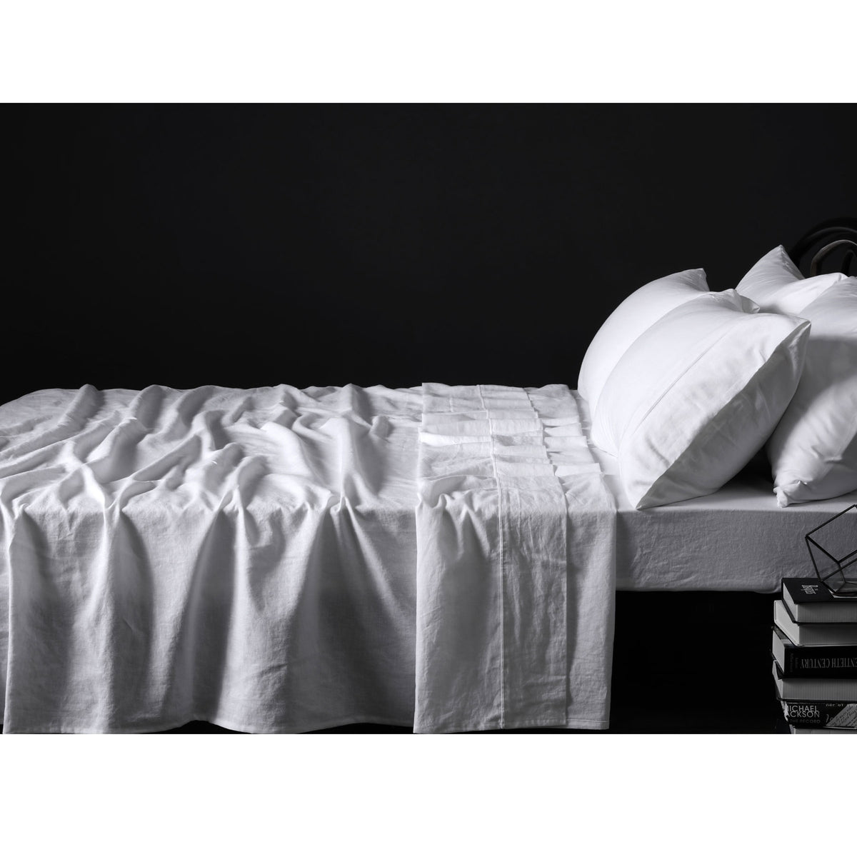 Vintage Design Homewares | 100% Linen White Sheet Set | Double