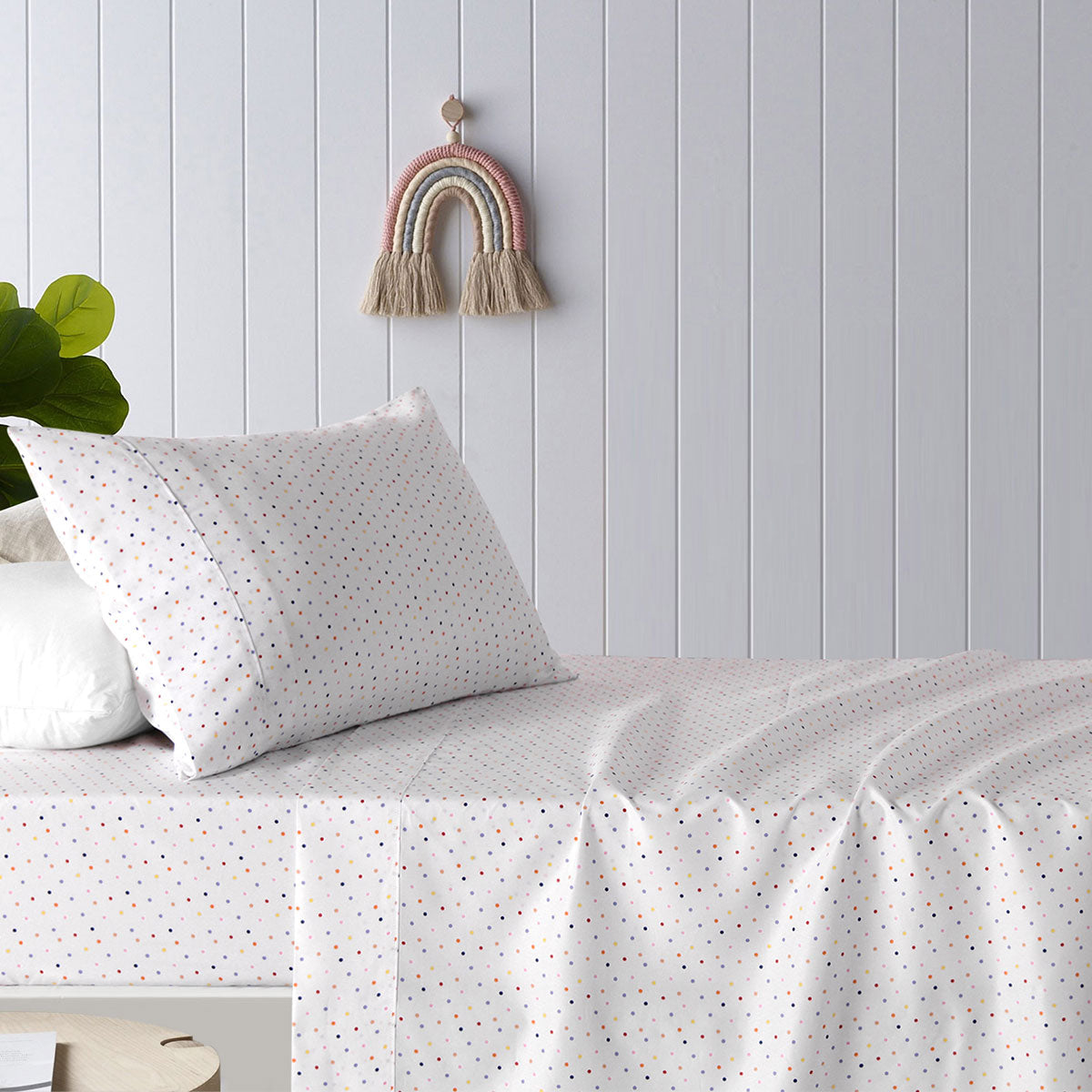 Happy Kids | Polka Multi Printed Microfibre Sheet Set | King Single